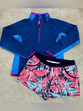Womens COLUMBIA Fleece Pullover & Athletic Shorts, sz Medium